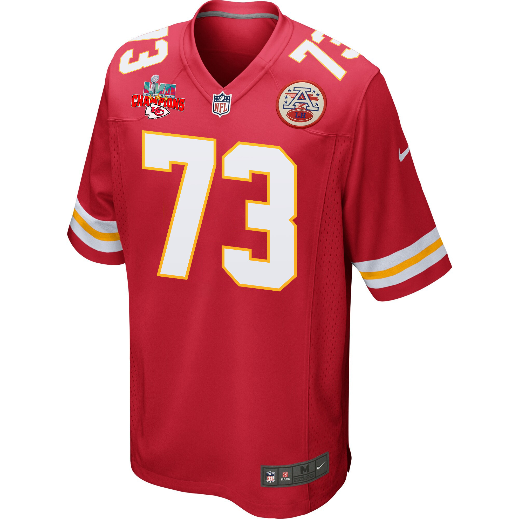 Nick Allegretti 73 Kansas City Chiefs Super Bowl LVII Champions 3 Stars Men Game Jersey - Red