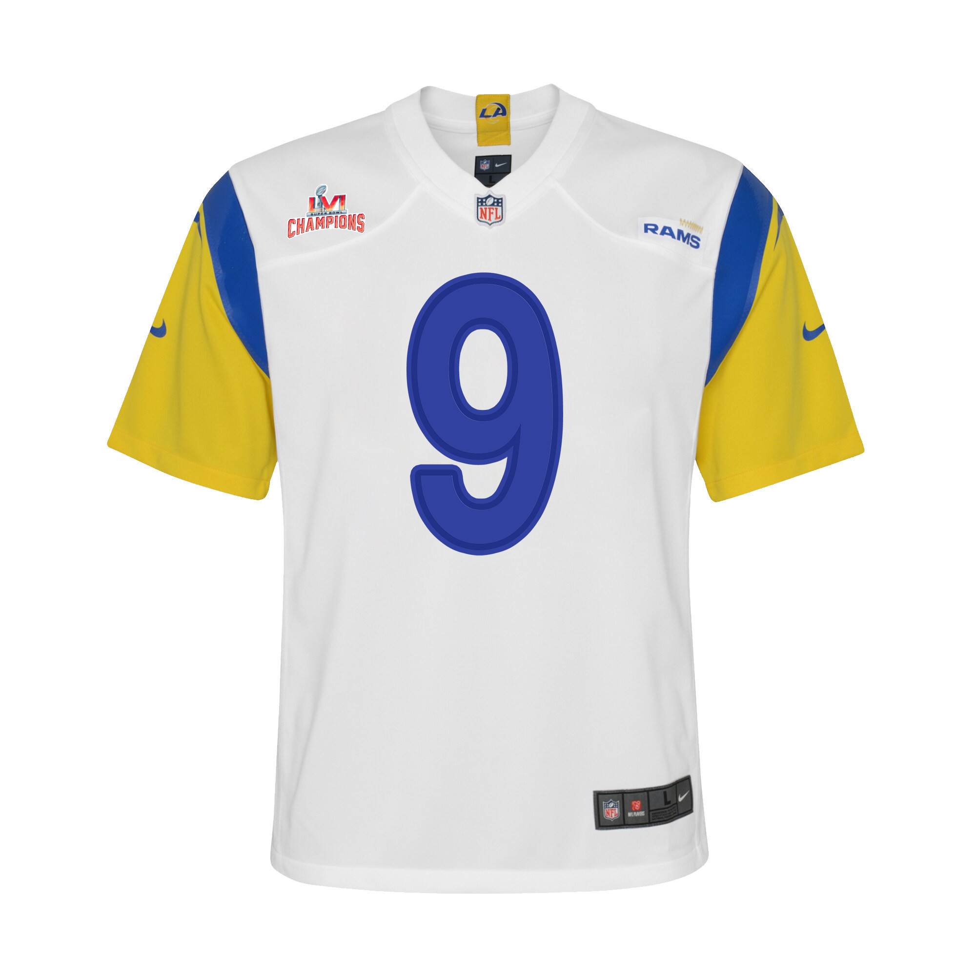 Super Bowl LVI Champions Los Angeles Rams Matthew Stafford 9 White Youth's Jersey Jersey