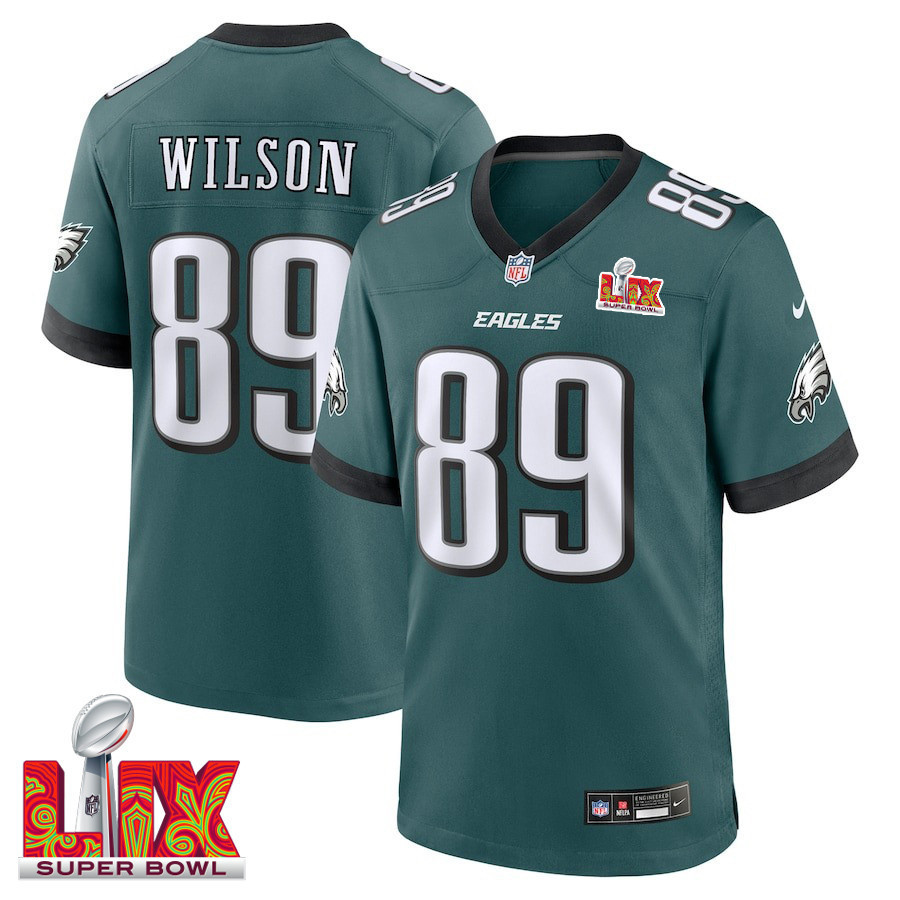 Johnny Wilson #89 Philadelphia Eagles Super Bowl LIX Jersey - Men's - Midnight Green