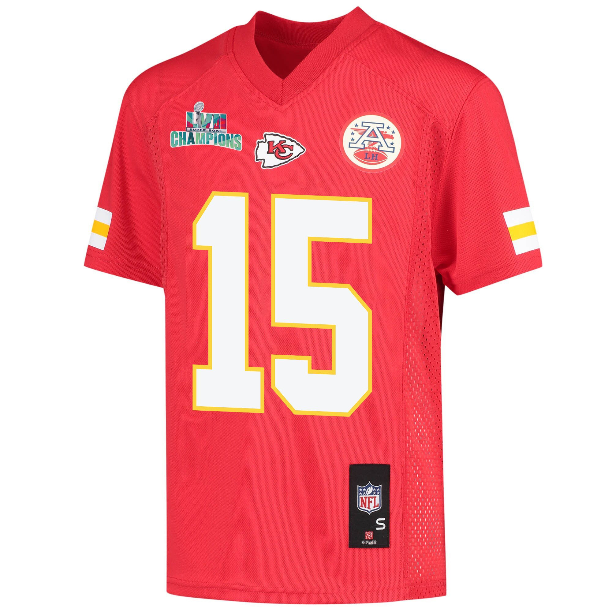 Patrick Mahomes 15 Kansas City Chiefs Super Bowl LVII Champions Youth Game Jersey - Red