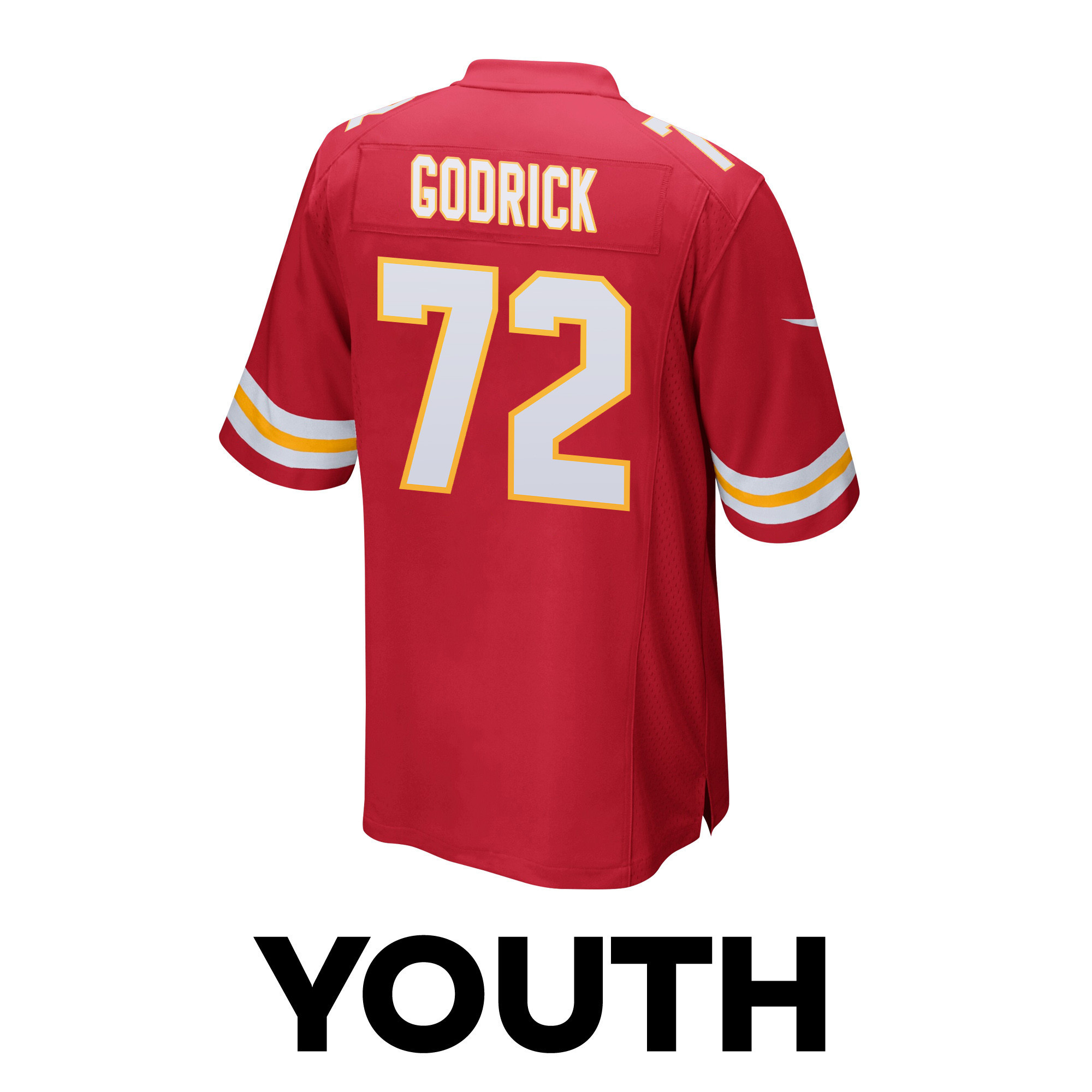 Chukwuebuka Godrick 72 Kansas City Chiefs Super Bowl LVIII Patch Game YOUTH Jersey - Red