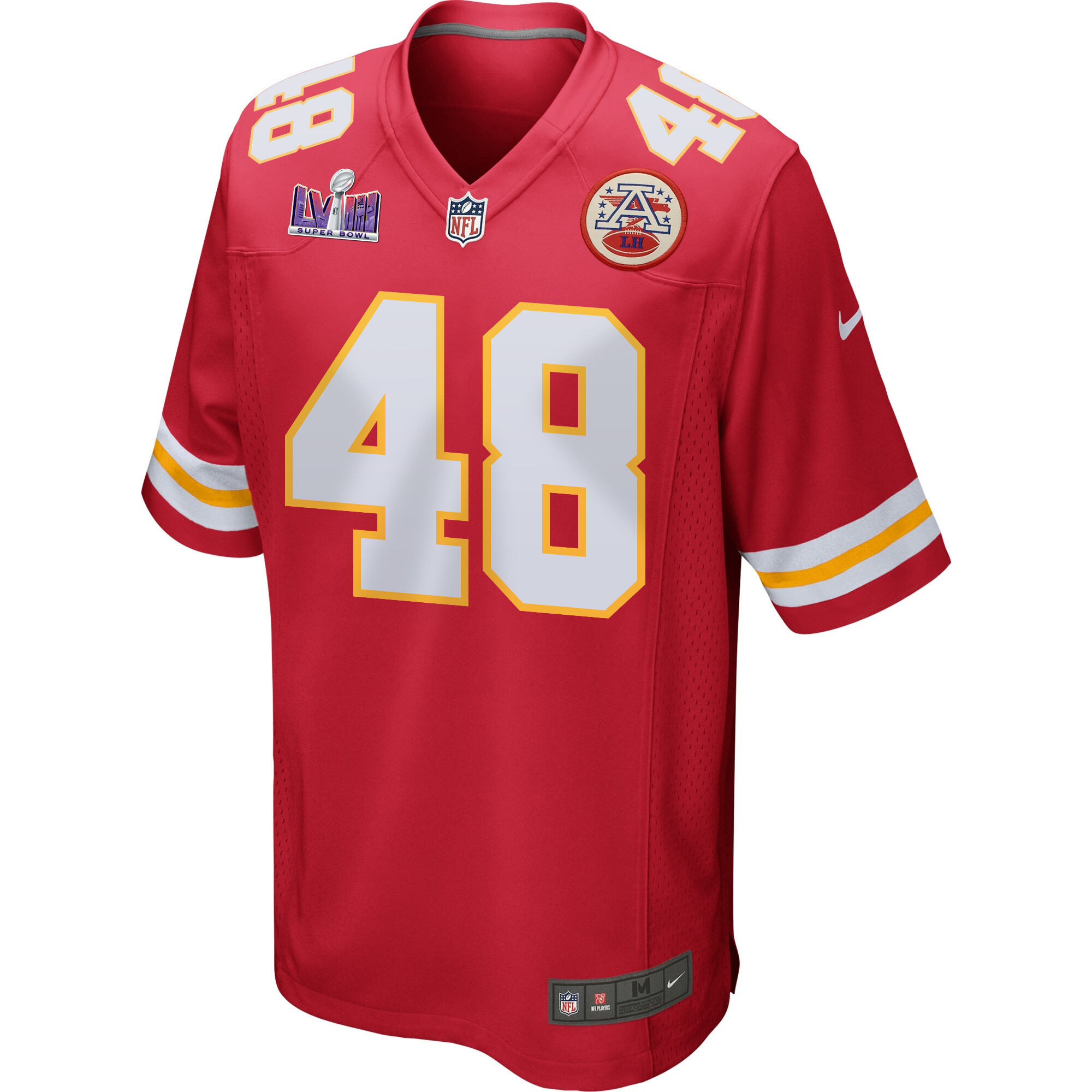 Cole Christiansen 48 Kansas City Chiefs Super Bowl LVIII Patch Game Men Jersey - Red