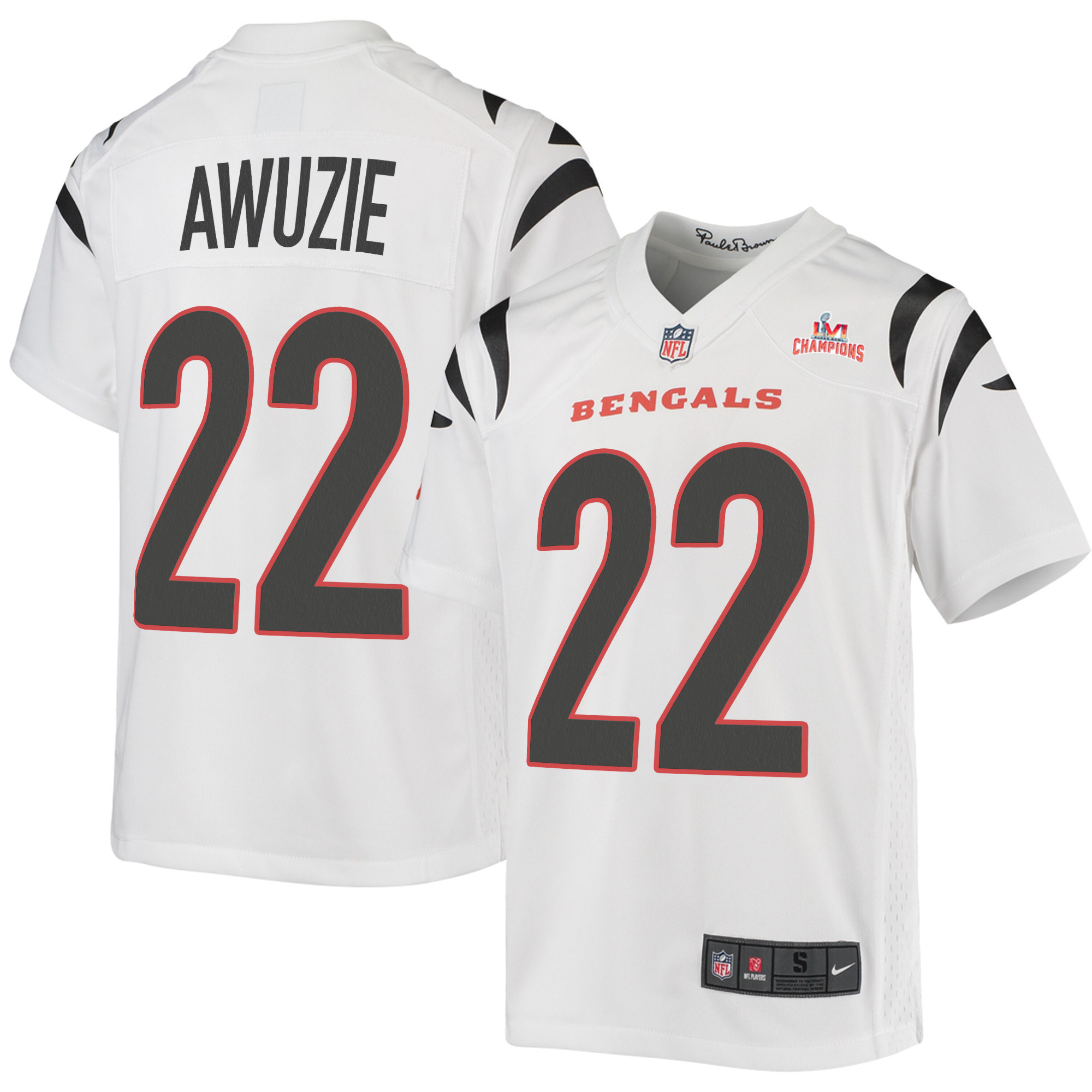 Super Bowl LVI Champions Cincinnati Bengals Chidobe Awuzie 22 White Youth's Jersey Jersey