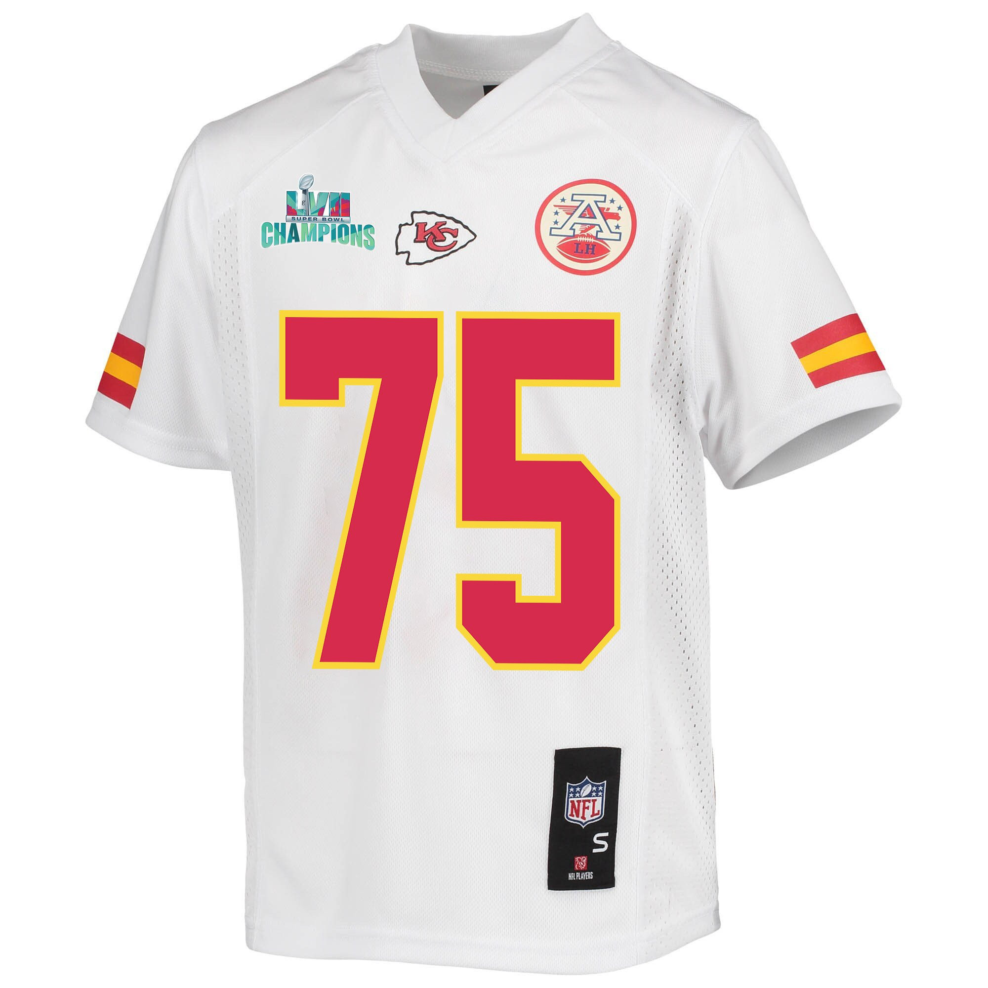 Darian Kinnard 75 Kansas City Chiefs Super Bowl LVII Champions Youth Game Jersey - White