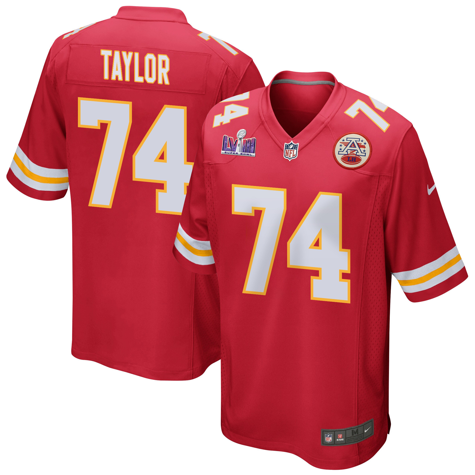 Jawaan Taylor 74 Kansas City Chiefs Super Bowl LVIII Patch Game Men Jersey - Red