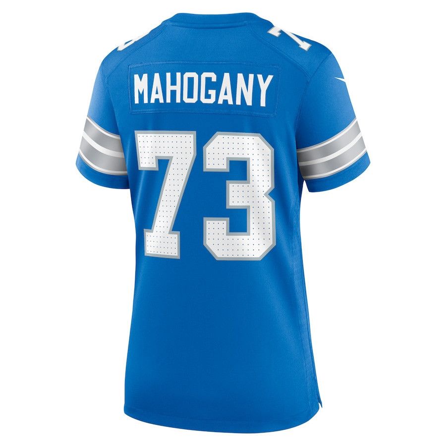 Christian Mahogany #73 Detroit Lions Super Bowl LIX Women's Jersey - Blue