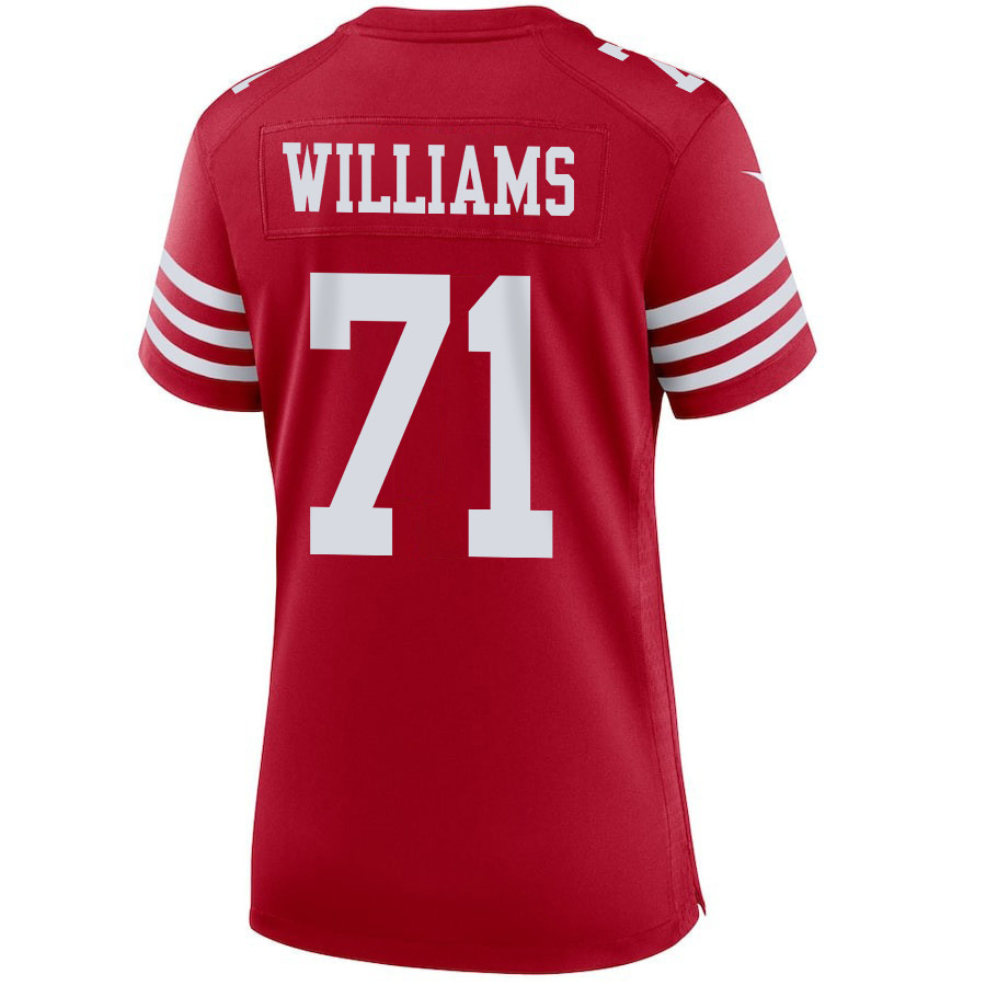 Trent Williams 71 San Francisco 49ers Super Bowl LVIII Patch Game Women Jersey - Scarlet
