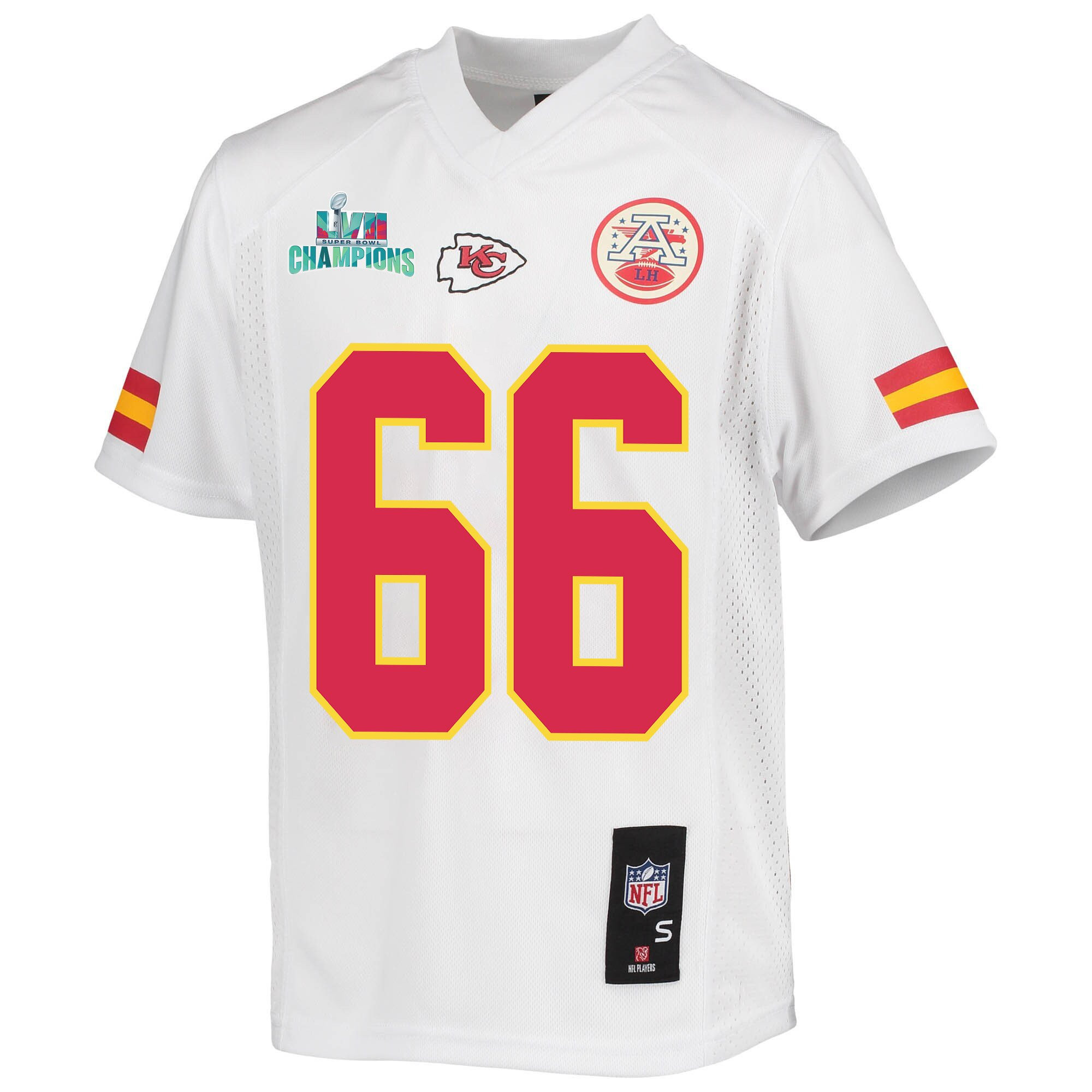 Brandon Williams 66 Kansas City Chiefs Super Bowl LVII Champions Youth Game Jersey - White