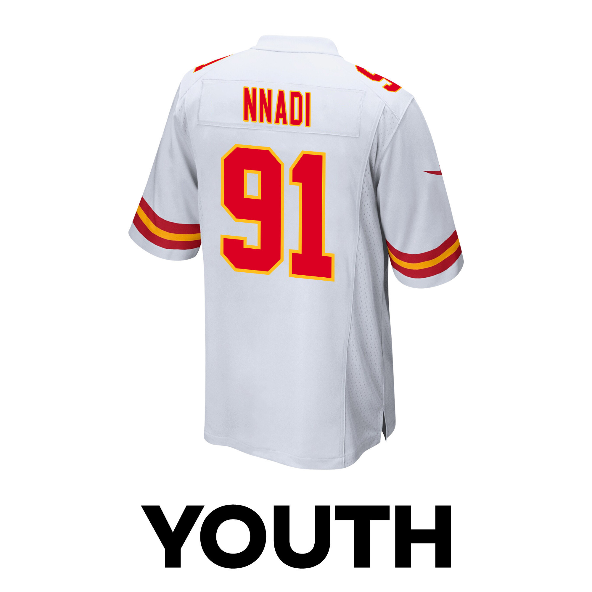 Derrick Nnadi 91 Kansas City Chiefs Super Bowl LVIII Patch Game YOUTH Jersey - White