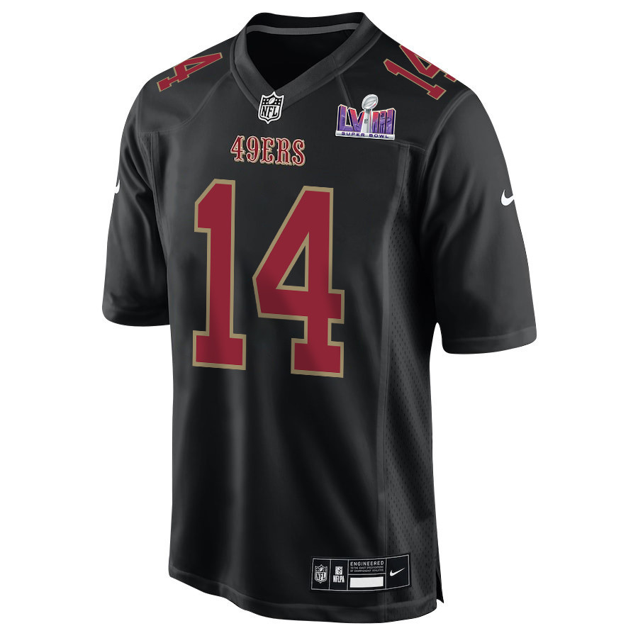 Sam Darnold 14 San Francisco 49ers Super Bowl LVIII Patch Fashion Game Men Jersey - Carbon Black
