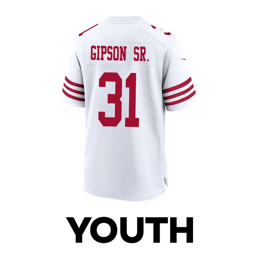 Tashaun Gipson Sr. 31 San Francisco 49ers Super Bowl LVIII Patch Game YOUTH Jersey - White
