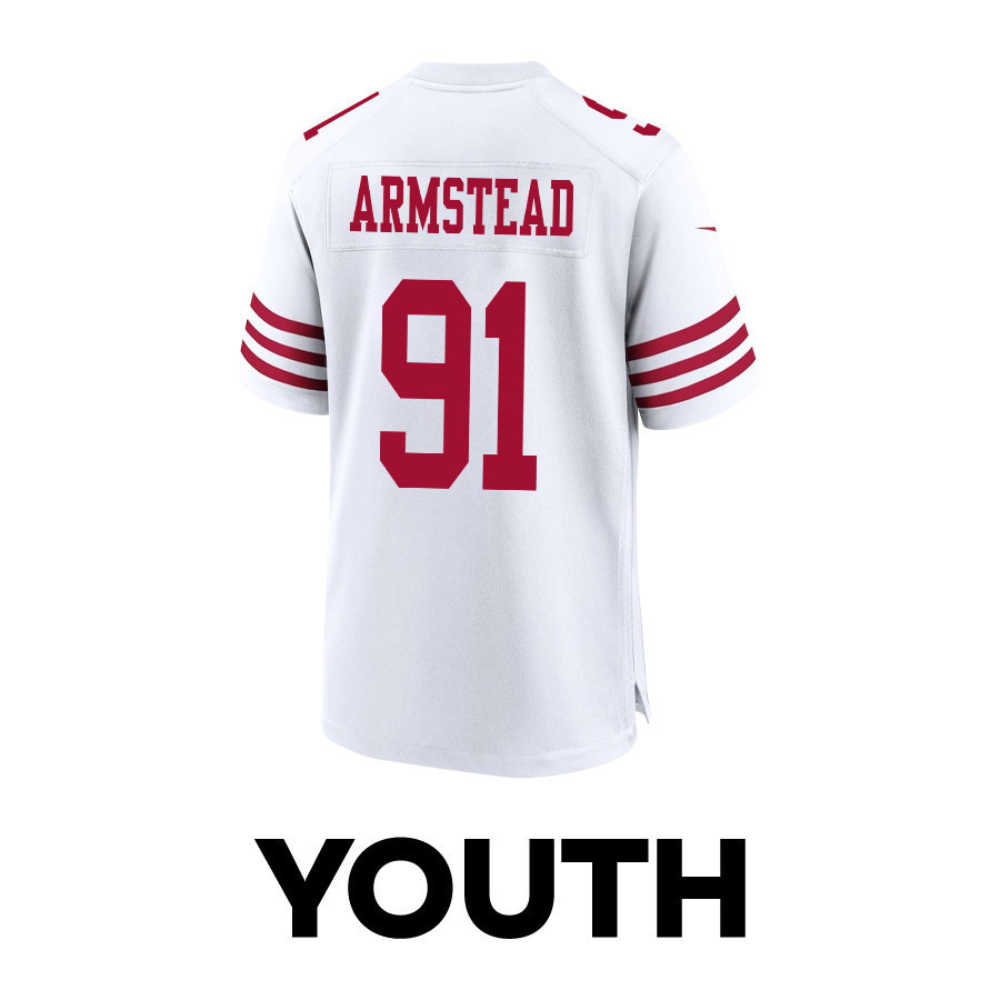 Arik Armstead 91 San Francisco 49ers Super Bowl LVIII Patch Game YOUTH Jersey - White