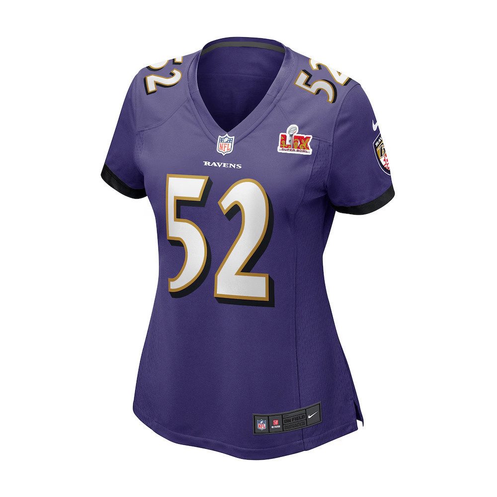 Ray Lewis #52 Baltimore Ravens Super Bowl LIX Women's Jersey - Purple