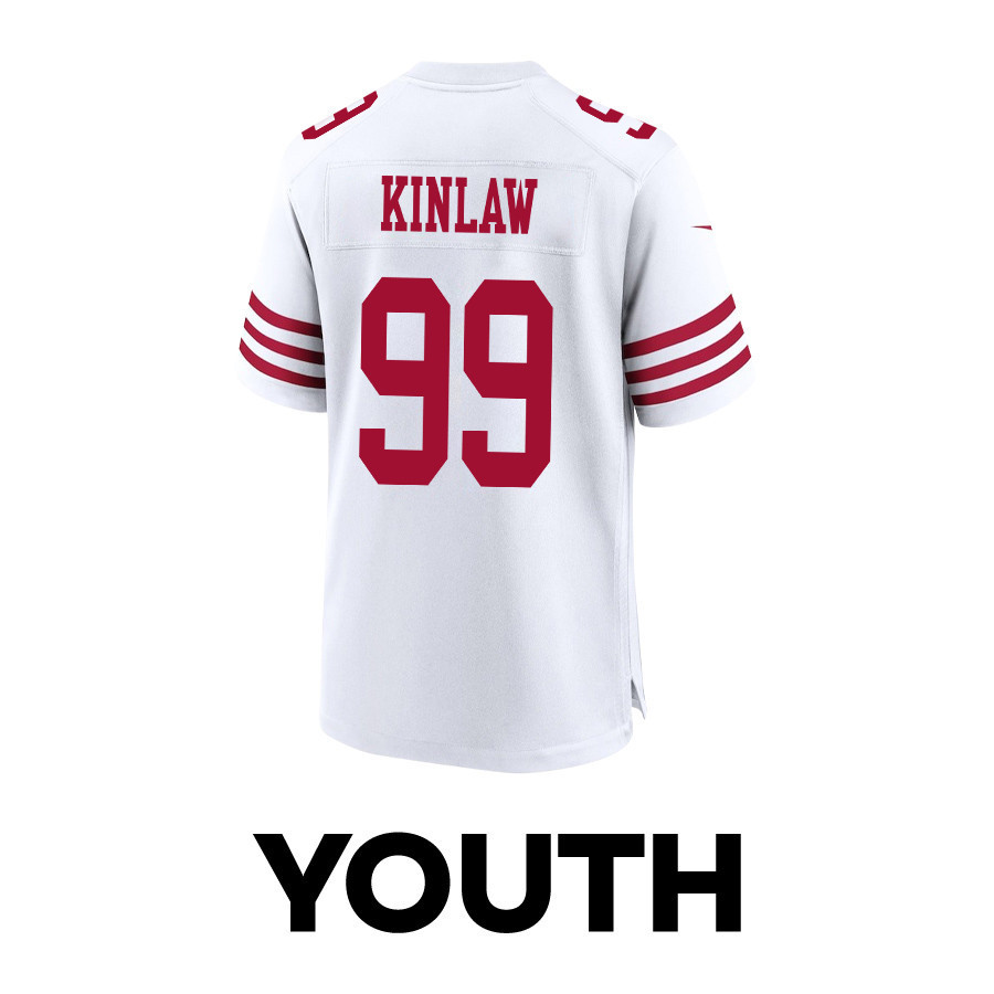 Javon Kinlaw 99 San Francisco 49ers Super Bowl LVIII Patch Game YOUTH Jersey - White