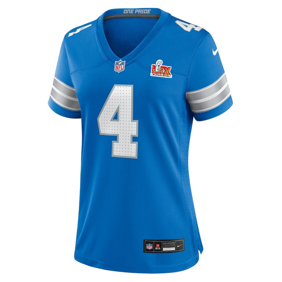 Emmanuel Moseley #4 Detroit Lions Super Bowl LIX Women's Jersey - Blue