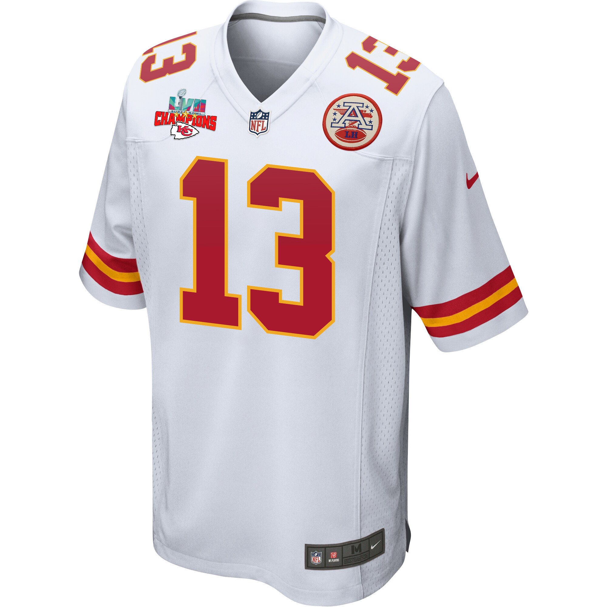 Nazeeh Johnson 13 Kansas City Chiefs Super Bowl LVII Champions 3 Stars Men Game Jersey - White