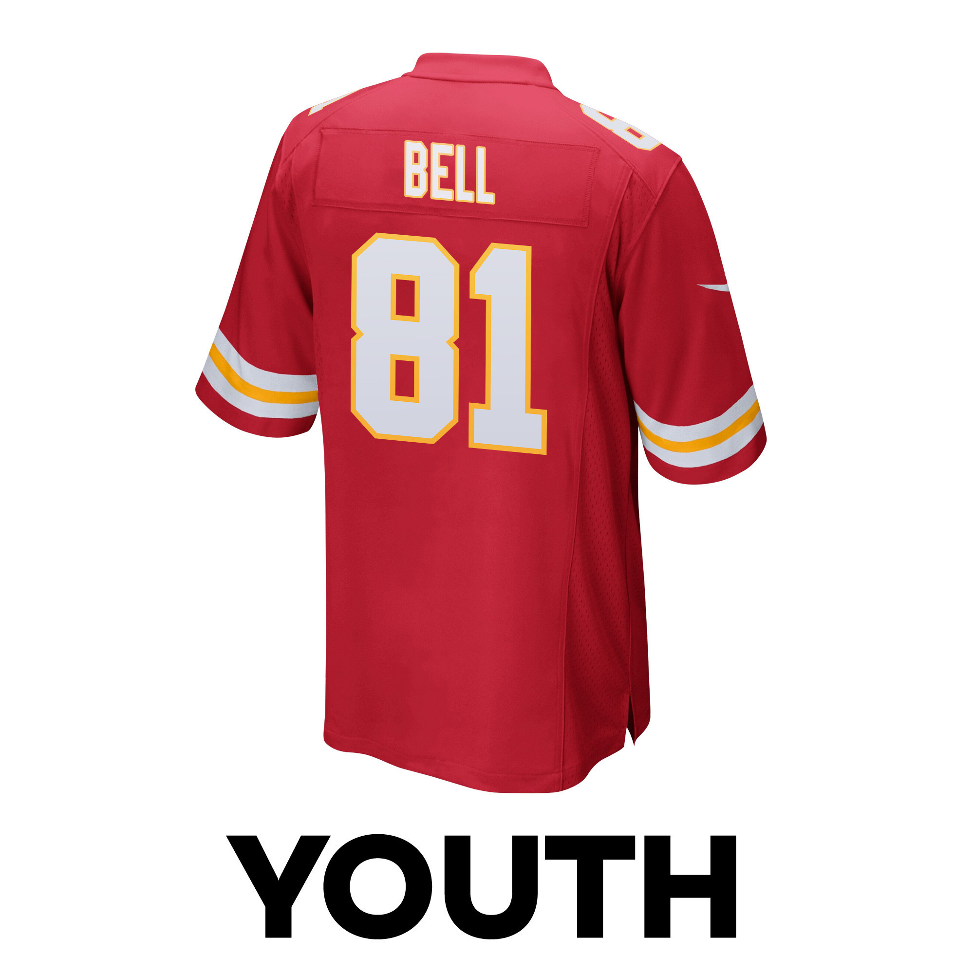 Blake Bell 81 Kansas City Chiefs Super Bowl LVIII Patch Game YOUTH Jersey - Red
