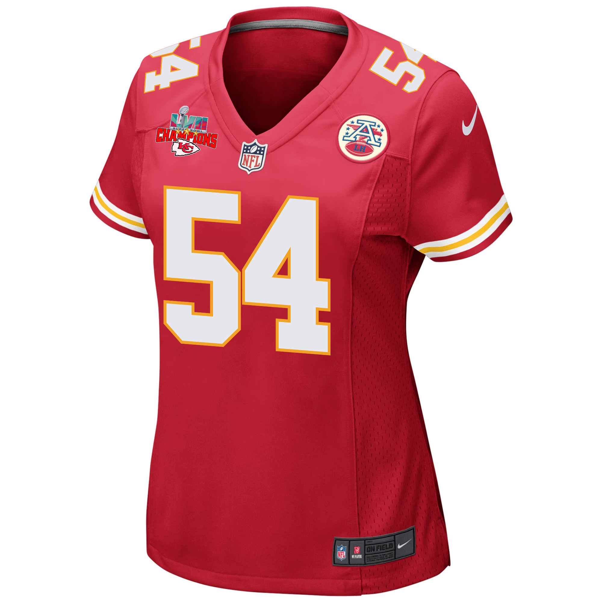 Leo Chenal 54 Kansas City Chiefs Super Bowl LVII Champions 3 Stars Women Game Jersey - Red