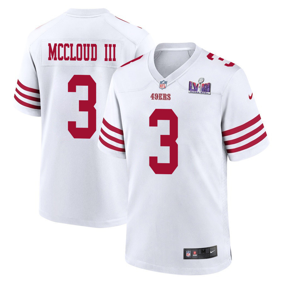 Ray-Ray McCloud III 3 San Francisco 49ers Super Bowl LVIII Patch Game Men Jersey - White