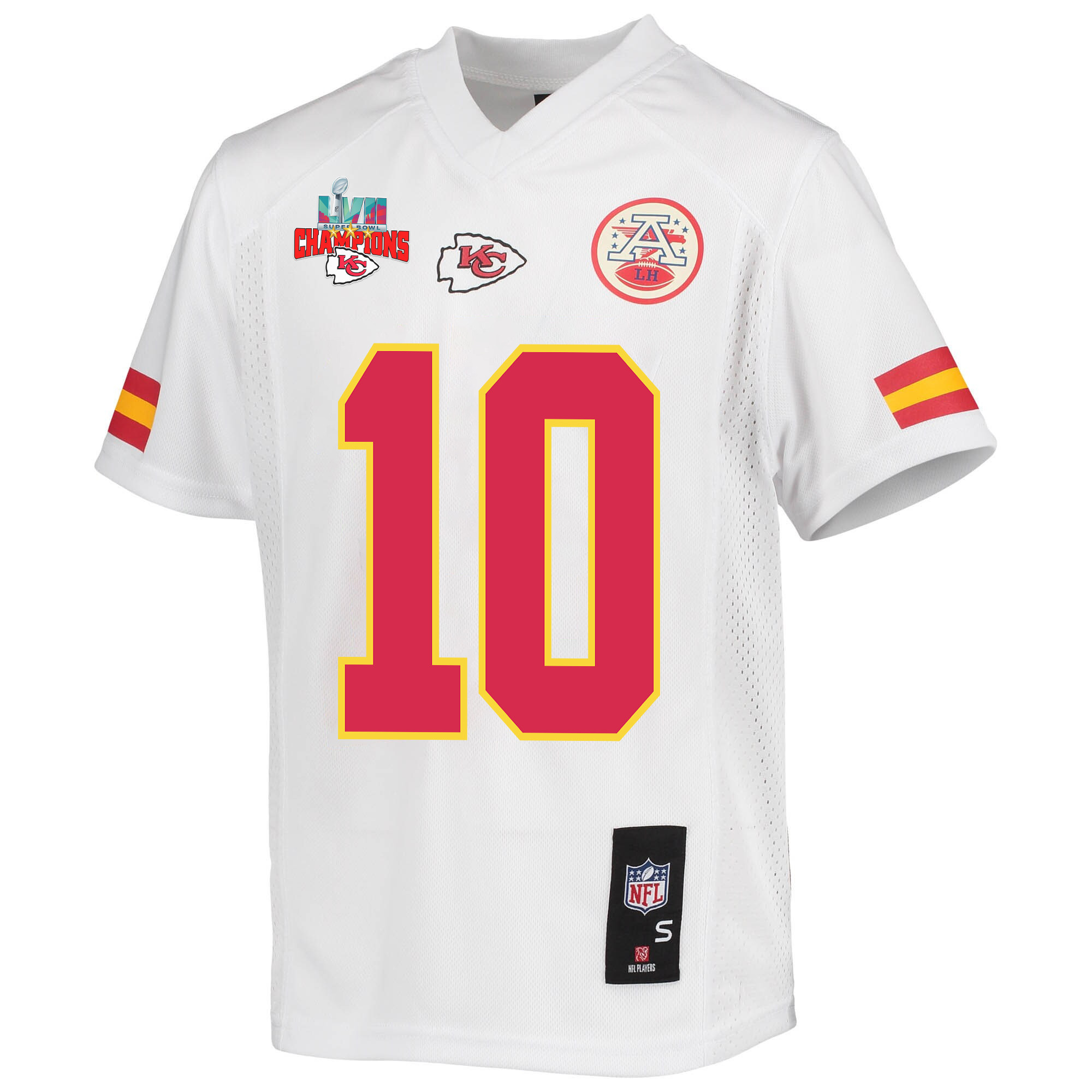 Isiah Pacheco 10 Kansas City Chiefs Super Bowl LVII Champions 3 Stars Youth Game Jersey - White