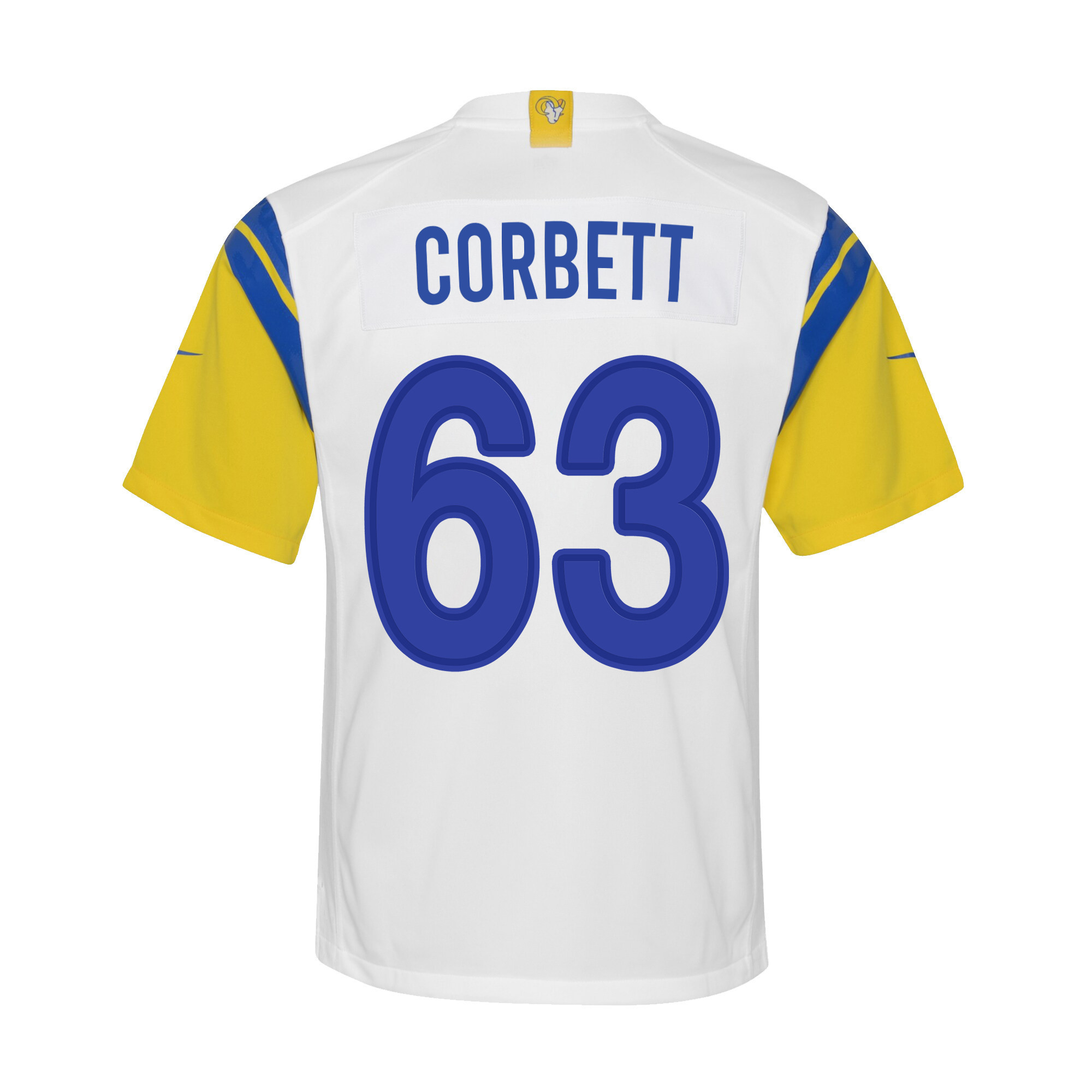 Super Bowl LVI Champions Los Angeles Rams Austin Corbett 63 White Youth's Jersey Jersey