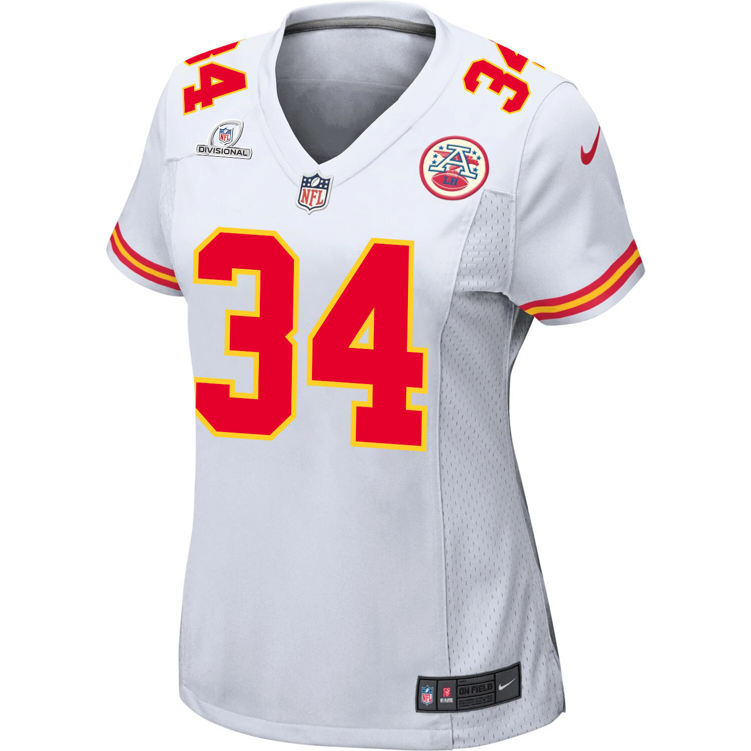 Deneric Prince 34 Kansas City Chiefs Super Bowl LVIII Patch Game Women Jersey - White
