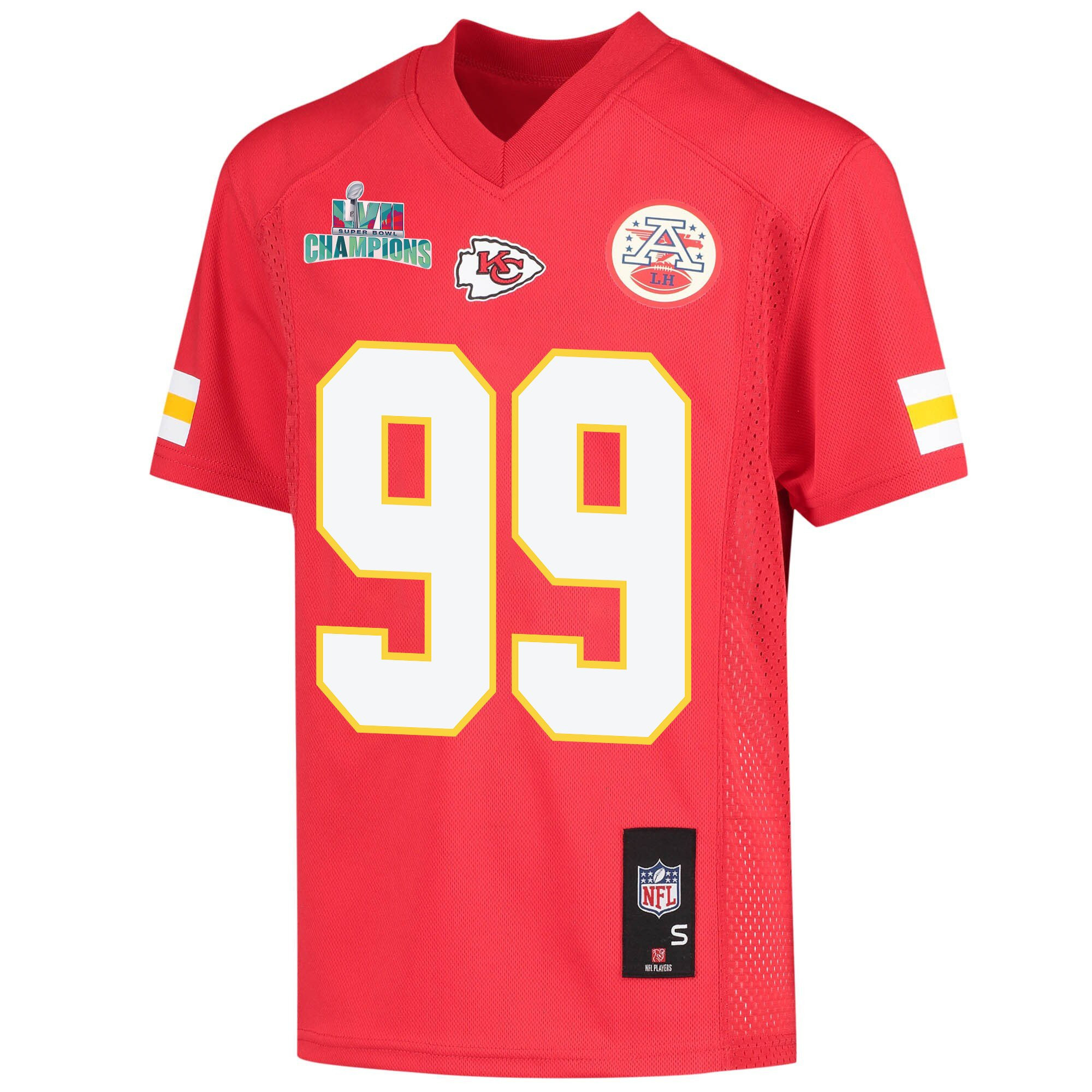 Khalen Saunders 99 Kansas City Chiefs Super Bowl LVII Champions Youth Game Jersey - Red