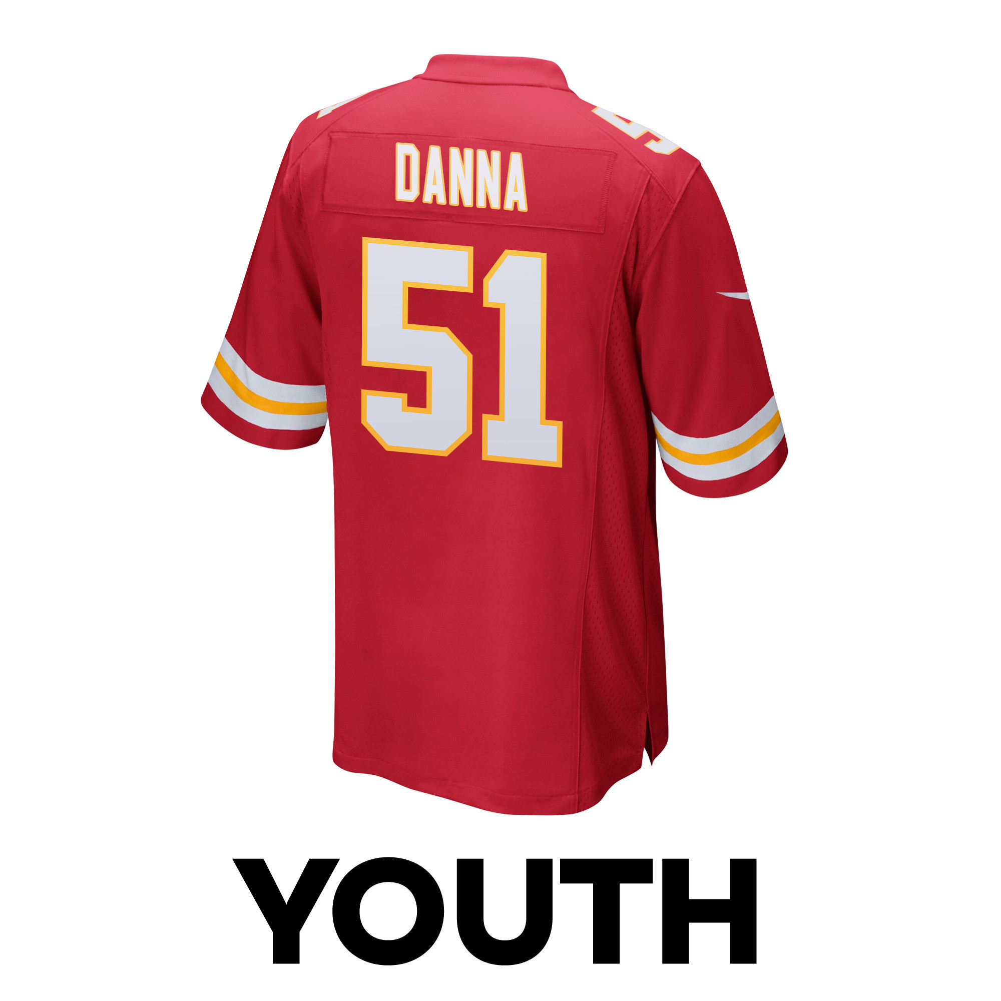 Mike Danna 51 Kansas City Chiefs Super Bowl LVIII Patch Game YOUTH Jersey - Red