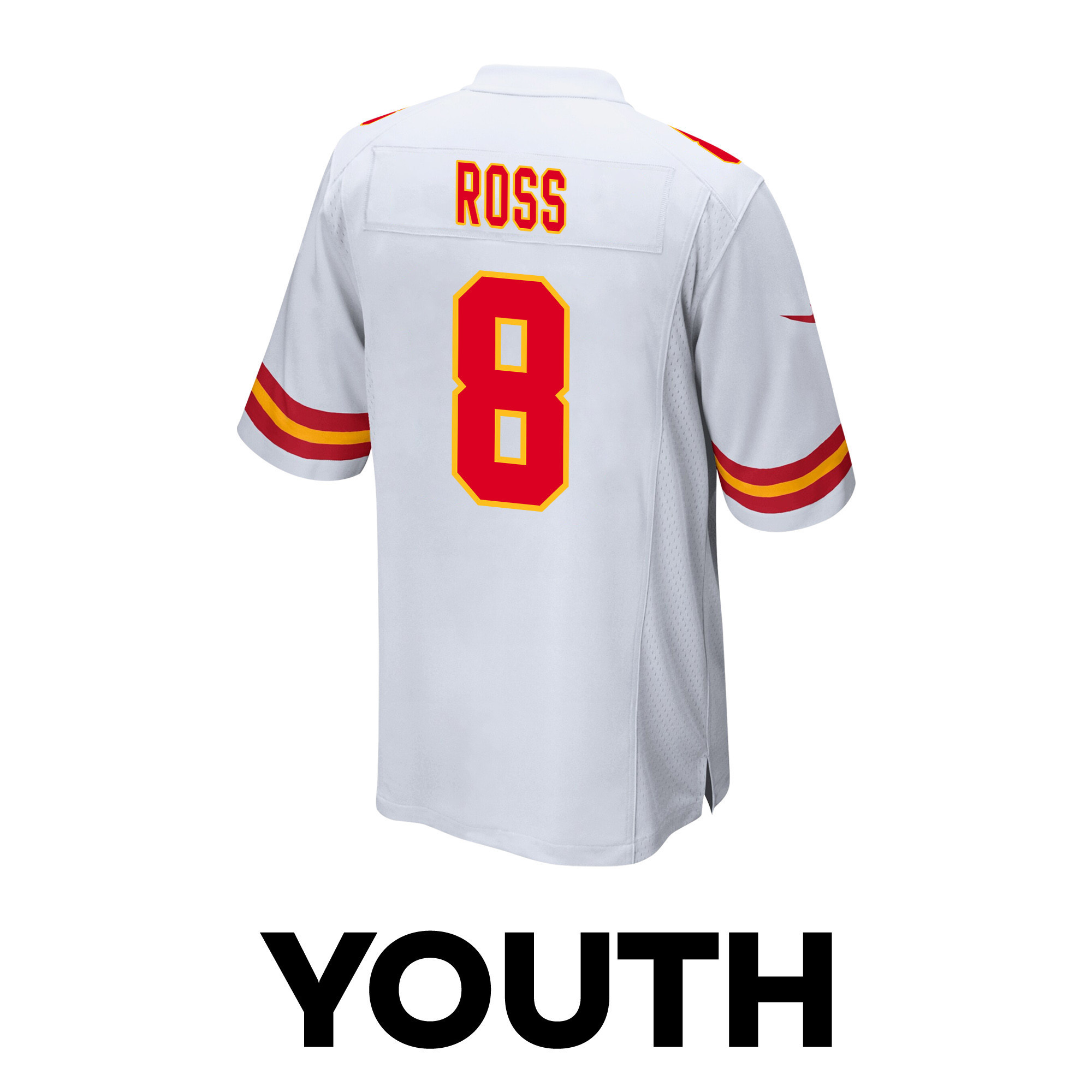 Justyn Ross 8 Kansas City Chiefs Super Bowl LVIII Patch Game YOUTH Jersey - White