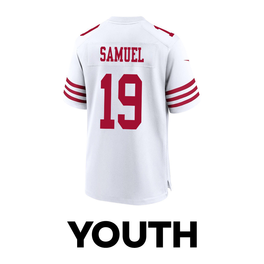 Deebo Samuel 19 San Francisco 49ers Super Bowl LVIII Patch Game YOUTH Jersey - White