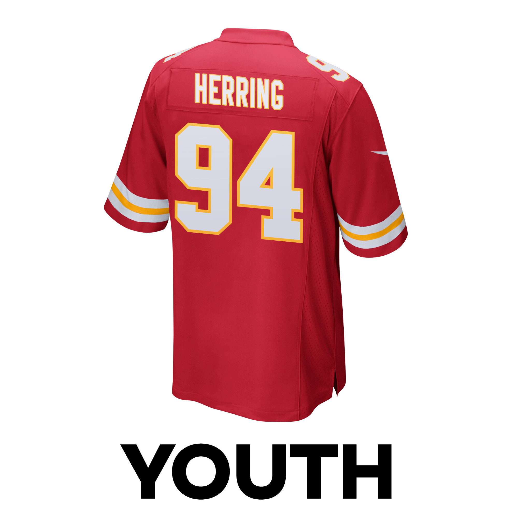 Malik Herring 94 Kansas City Chiefs Super Bowl LVIII Patch Game YOUTH Jersey - Red