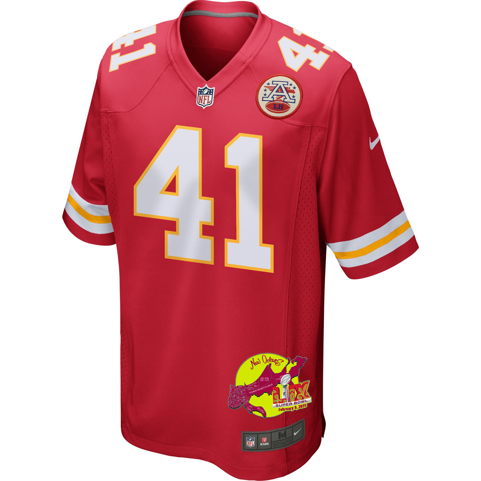 James Winchester 41 Kansas City Chiefs Super Bowl LIX New Orleans Patch Game Men Jersey - Red