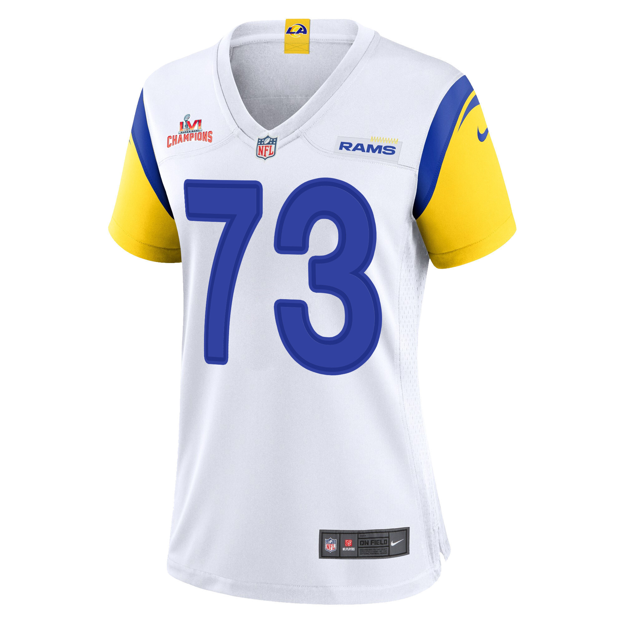 Super Bowl LVI Champions Los Angeles Rams David Edwards 73 White Women's Jersey Jersey