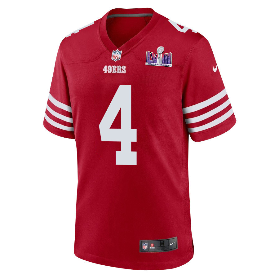Jake Moody 4 San Francisco 49ers Super Bowl LVIII Patch Game Men Jersey - Scarlet