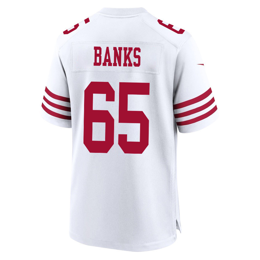 Aaron Banks 65 San Francisco 49ers Super Bowl LVIII Patch Game Men Jersey - White