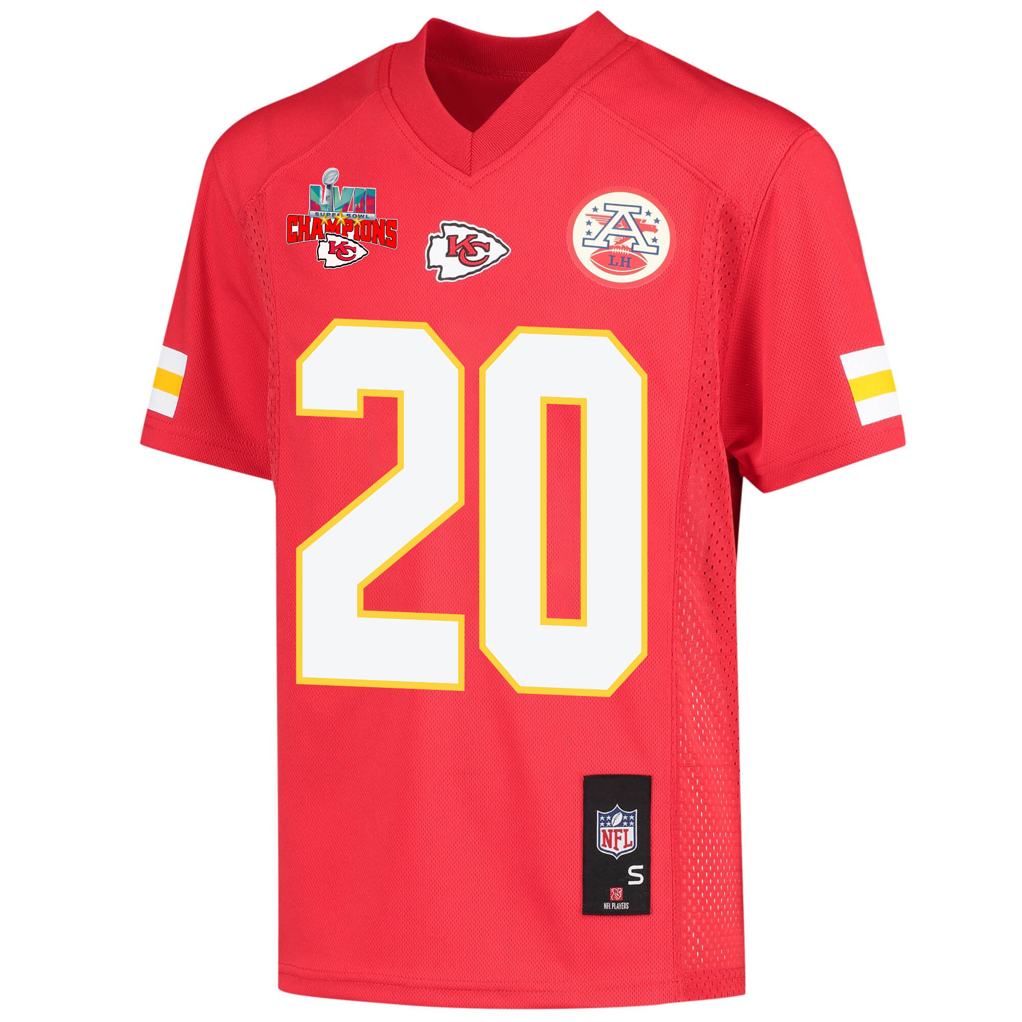Justin Reid 20 Kansas City Chiefs Super Bowl LVII Champions 3 Stars Youth Game Jersey - Red