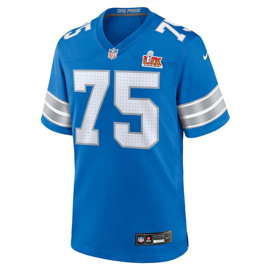 Colby Sorsdal #75 Detroit Lions Super Bowl LIX Jersey - Men's - Blue