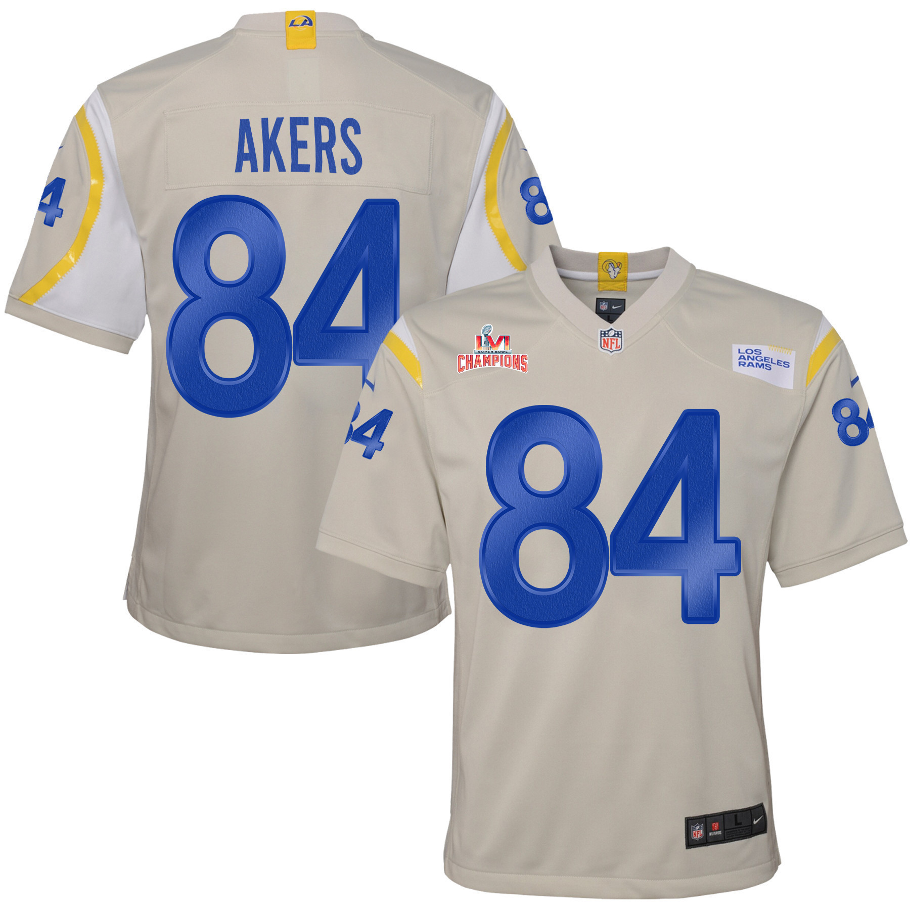 Super Bowl LVI Champions Los Angeles Rams Landen Akers 84 Bone Youth's Jersey Jersey