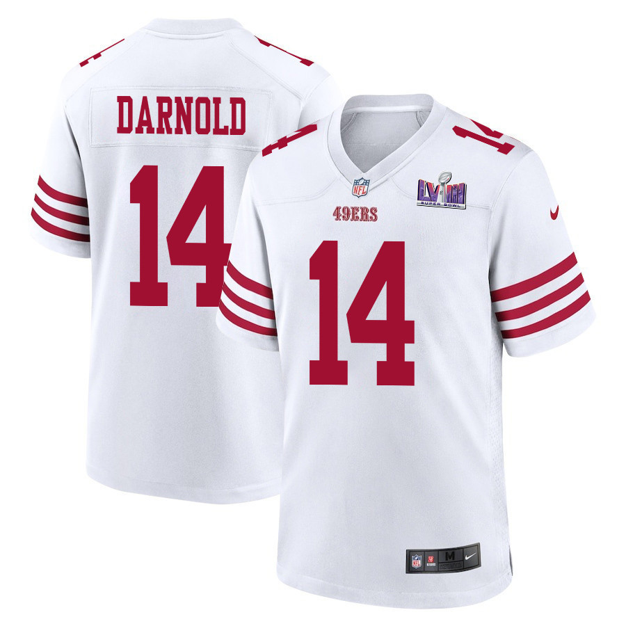 Sam Darnold 14 San Francisco 49ers Super Bowl LVIII Patch Game Men Jersey - White