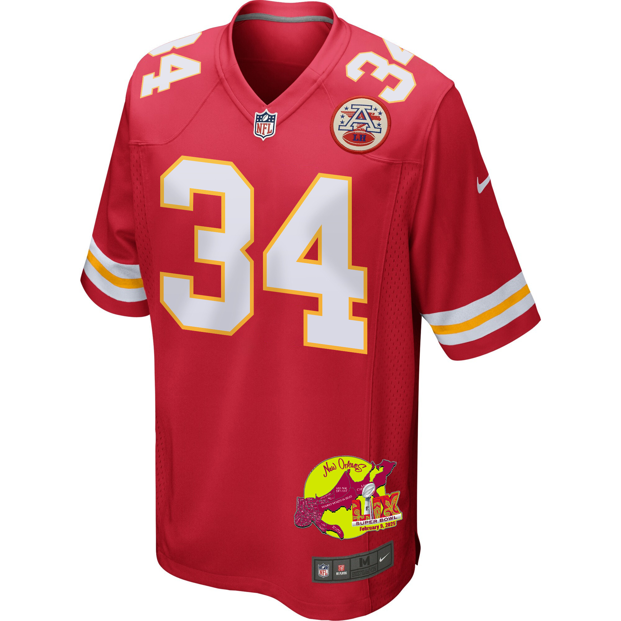 Samaje Perine 34 Kansas City Chiefs Super Bowl LIX New Orleans Patch Game Men Jersey - Red