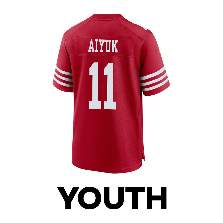 Brandon Aiyuk 11 San Francisco 49ers Super Bowl LVIII Patch Game YOUTH Jersey - Scarlet