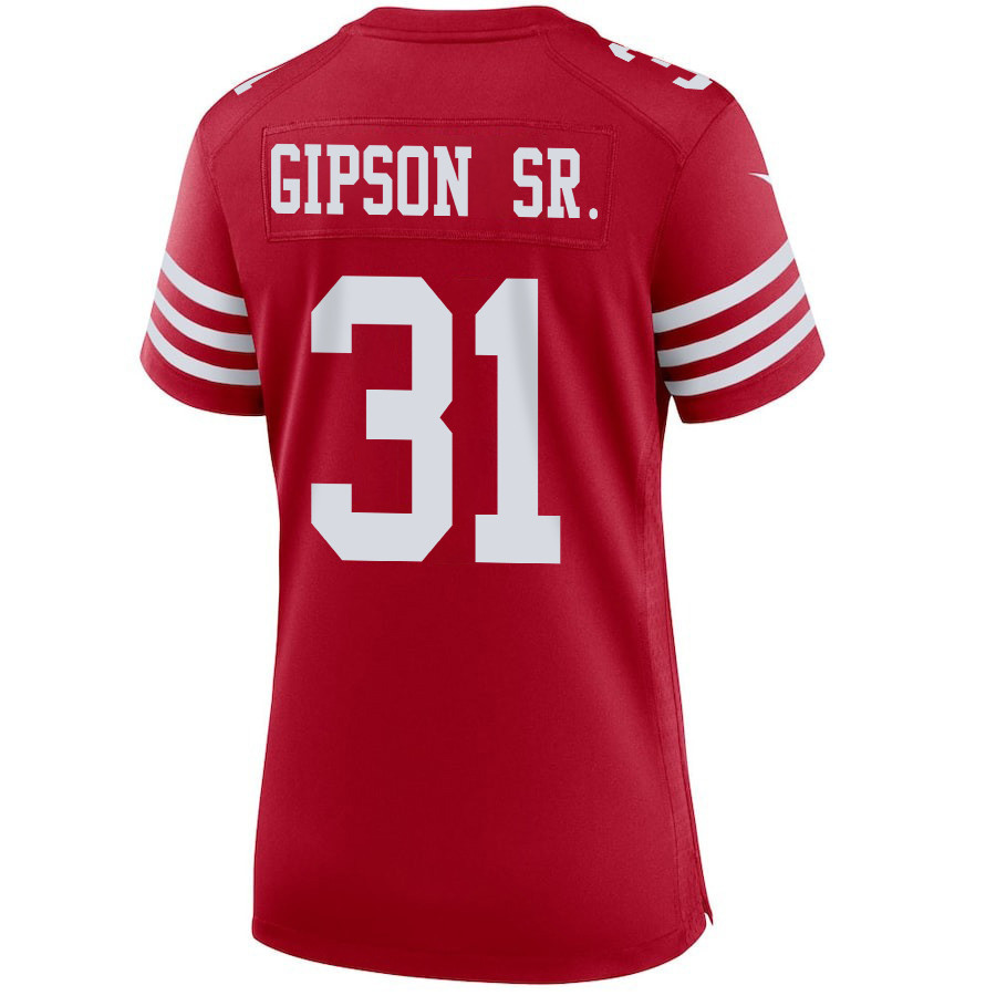 Tashaun Gipson Sr. 31 San Francisco 49ers Super Bowl LVIII Patch Game Women Jersey - Scarlet