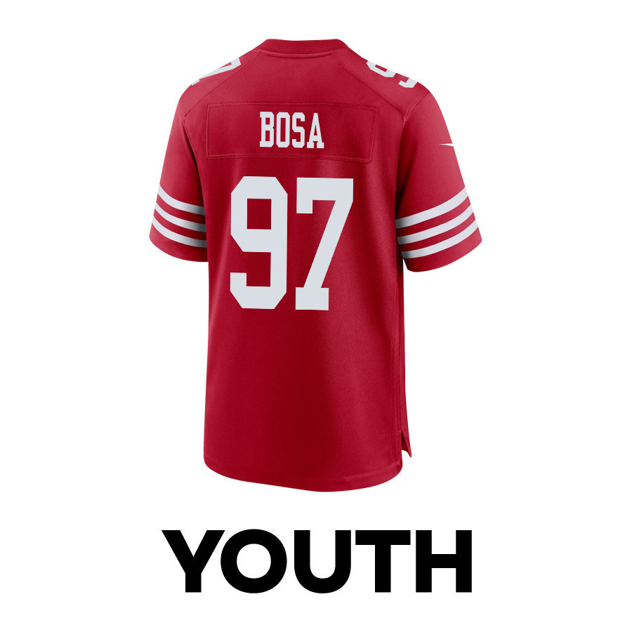 Nick Bosa 97 San Francisco 49ers Super Bowl LVIII Patch Game YOUTH Jersey - Scarlet
