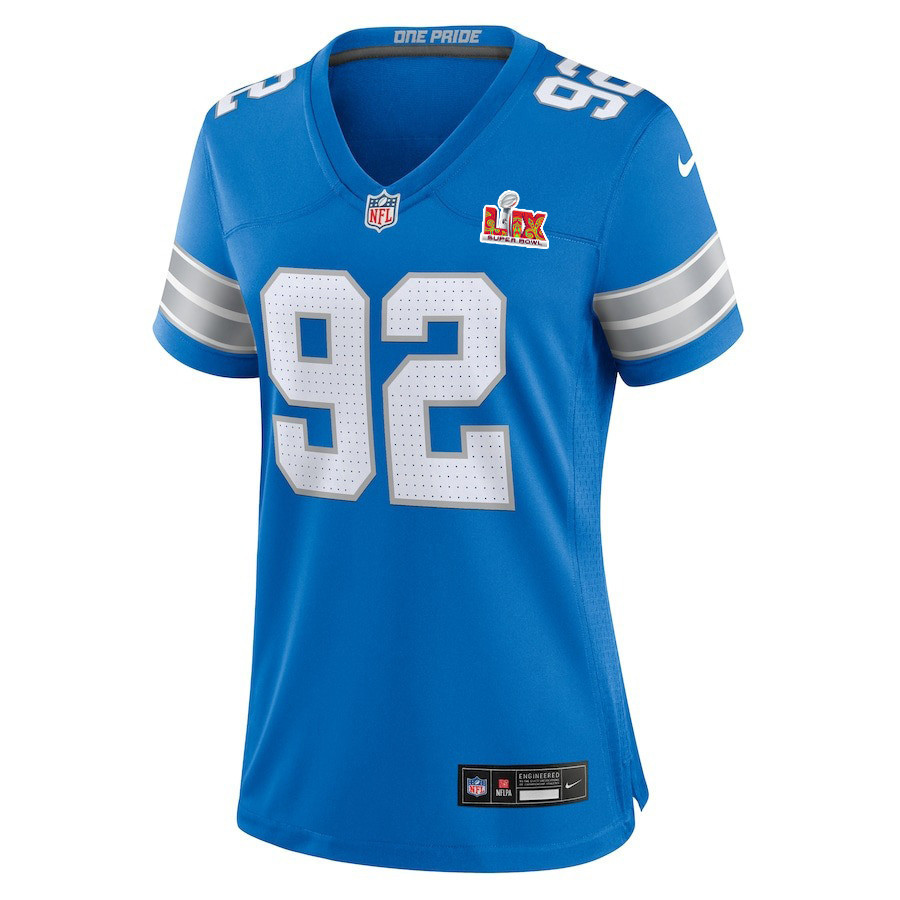 Marcus Davenport #92 Detroit Lions Super Bowl LIX Women's Jersey - Blue