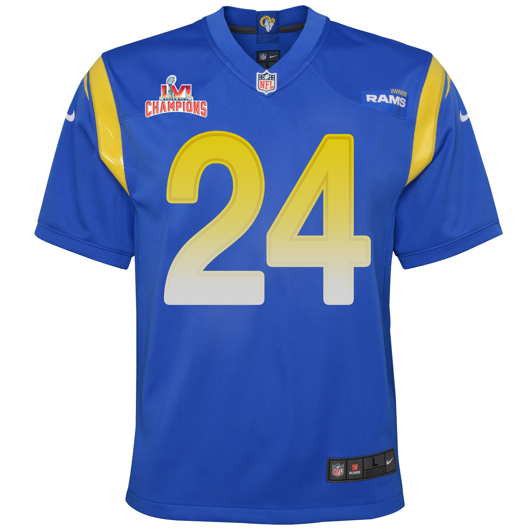 Super Bowl LVI Champions Los Angeles Rams Taylor Rapp 24 Royal Youth's Jersey Jersey