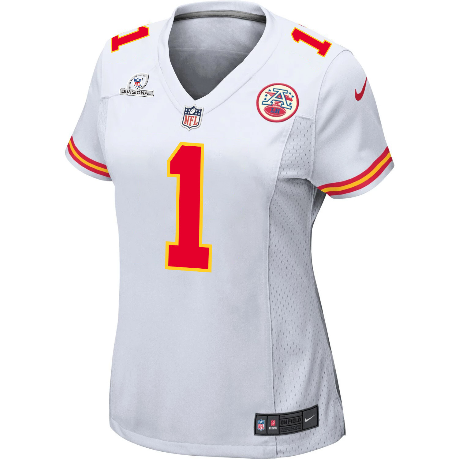 Jerick McKinnon 1 Kansas City Chiefs Super Bowl LVIII Patch Game Women Jersey - White