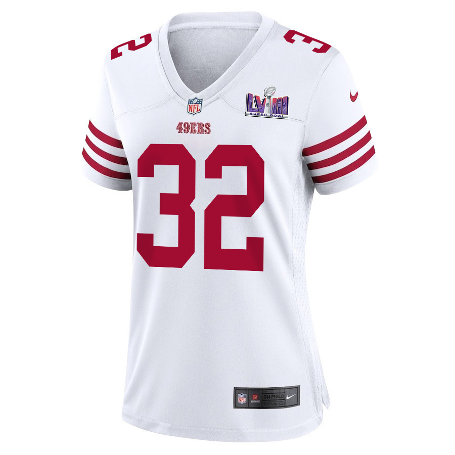 Tyrion Davis-Price 32 San Francisco 49ers Super Bowl LVIII Patch Game Women Jersey - White