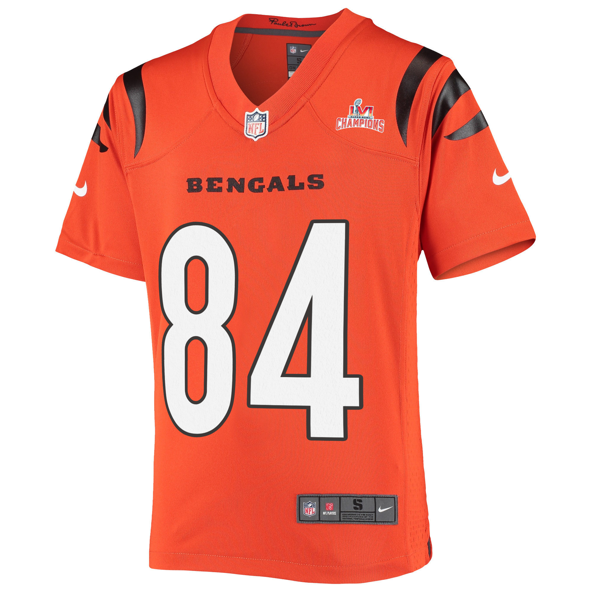 Super Bowl LVI Champions Cincinnati Bengals Mitchell Wilcox 84 Orange Youth's Jersey Jersey