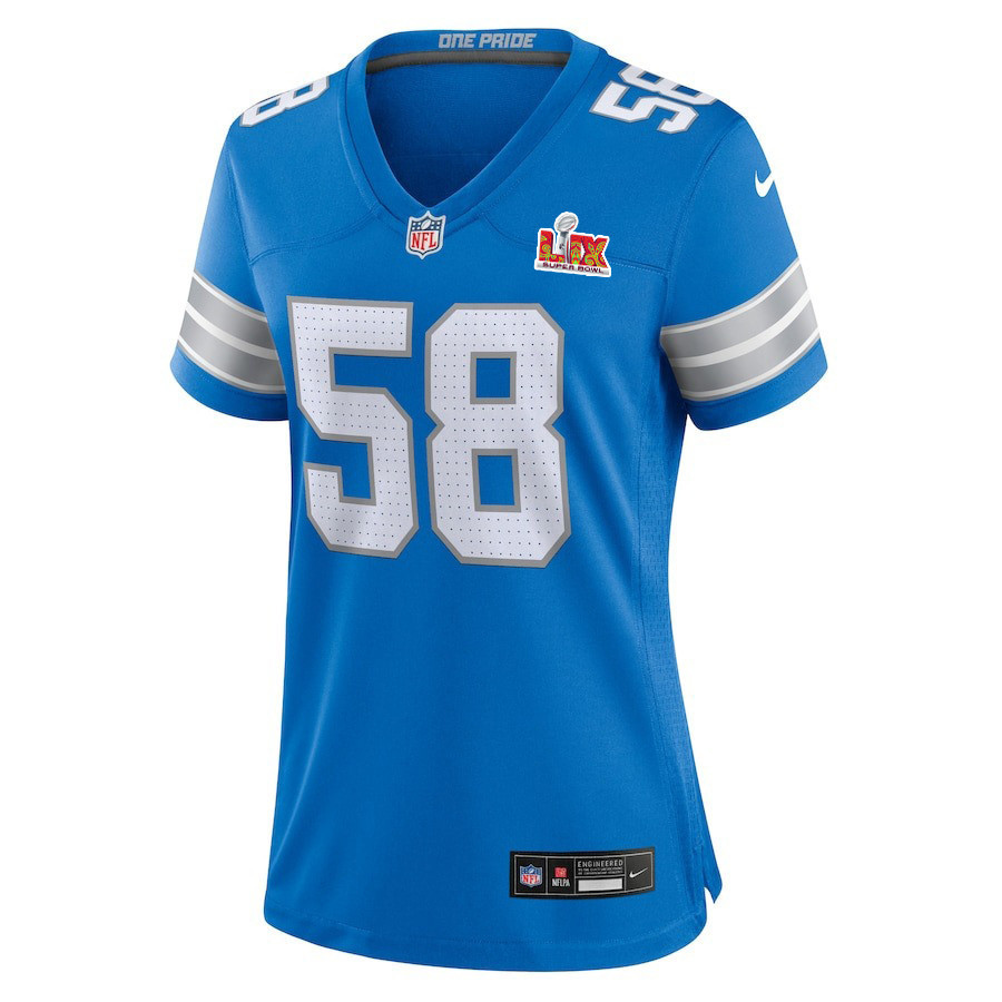 Penei Sewell #58 Detroit Lions Super Bowl LIX Women's Jersey - Blue