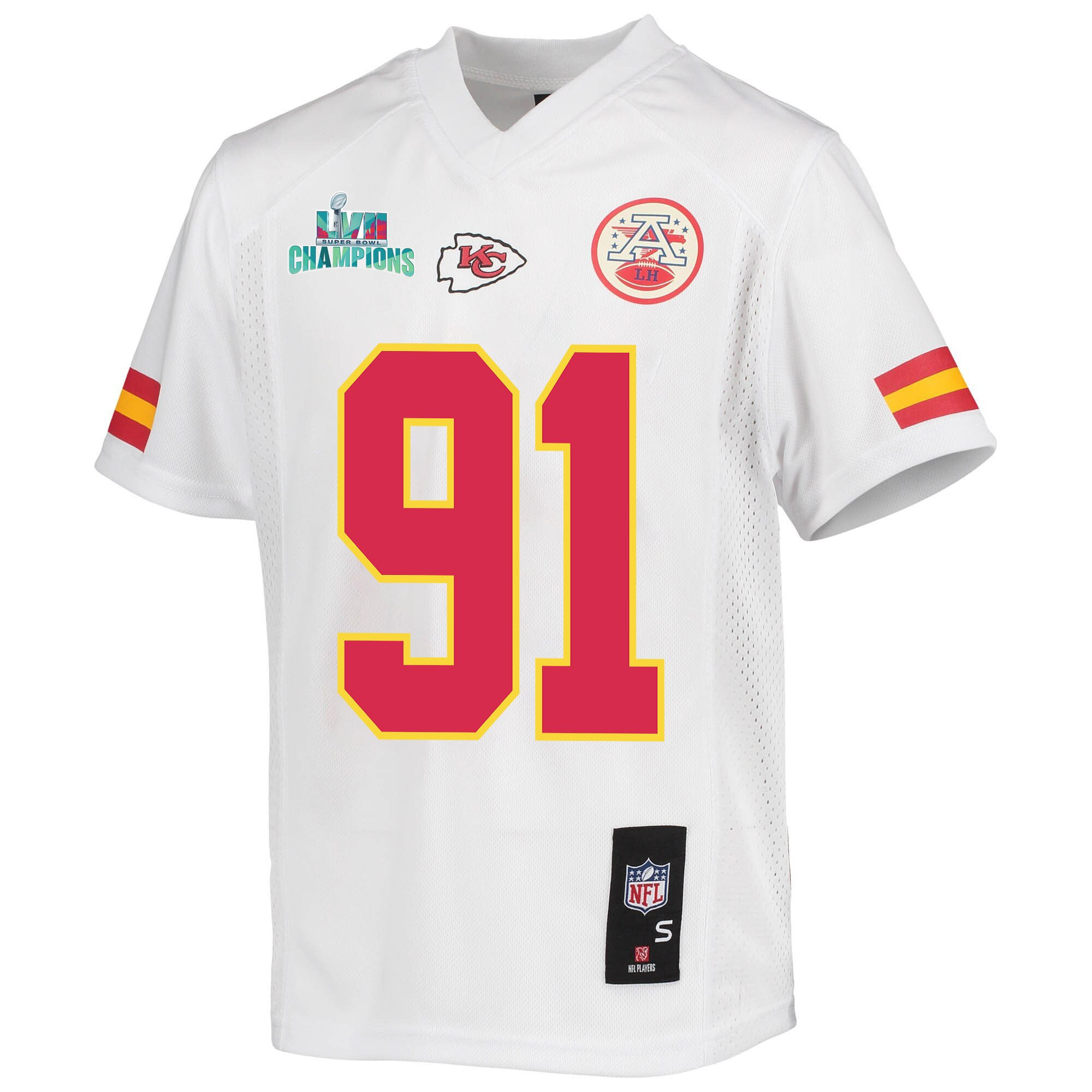 Derrick Nnadi 91 Kansas City Chiefs Super Bowl LVII Champions Youth Game Jersey - White
